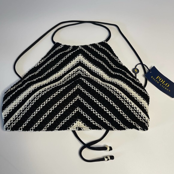Ralph Lauren Desert Crochet Stripe High Neck Swim Bikini Top - Picture 5 of 11